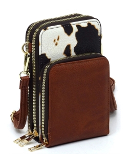 Fashion Crossbody Bag Cell Phone Purse AD081 BROWN/COW